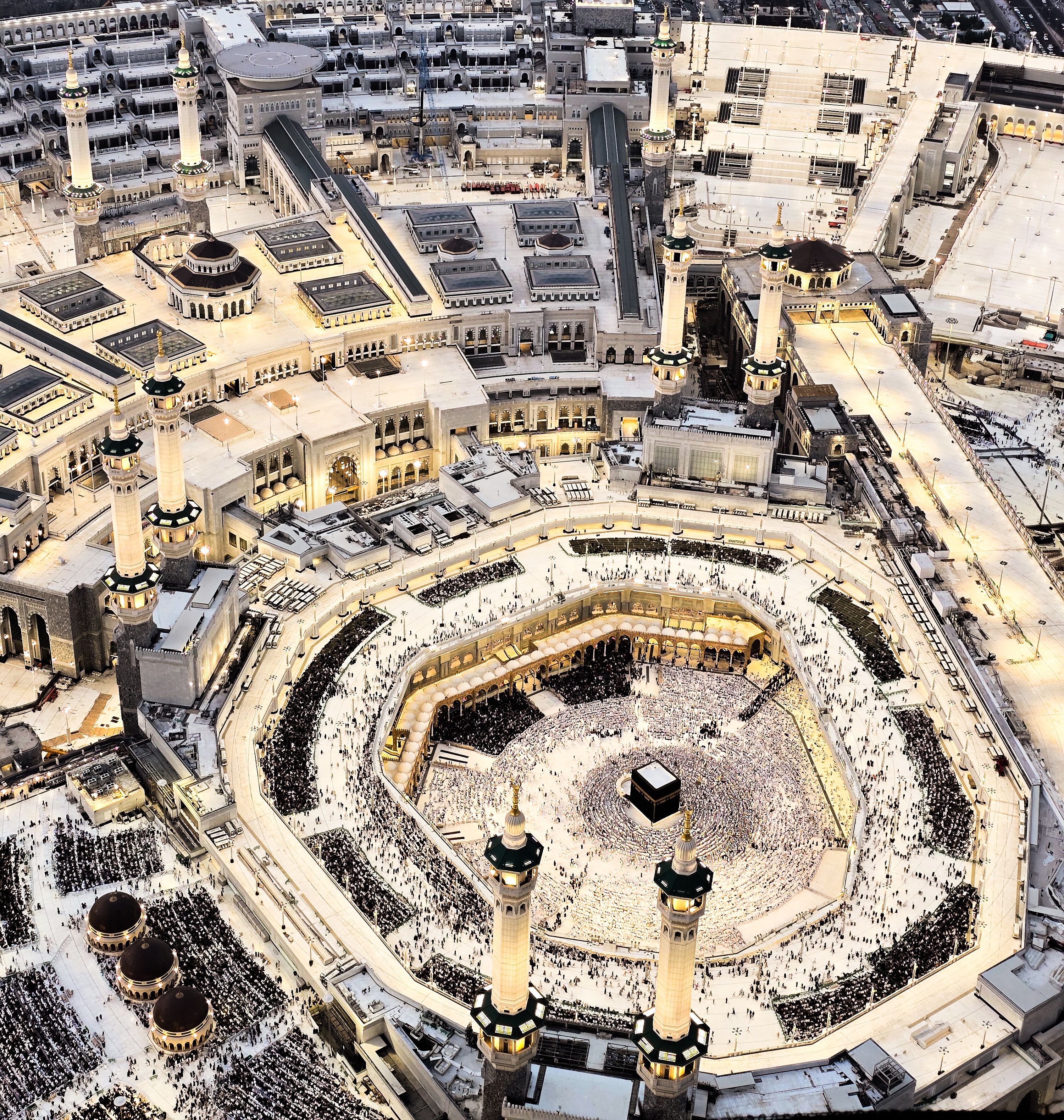 Aerial view of Masjid al-Haram and the Kaaba